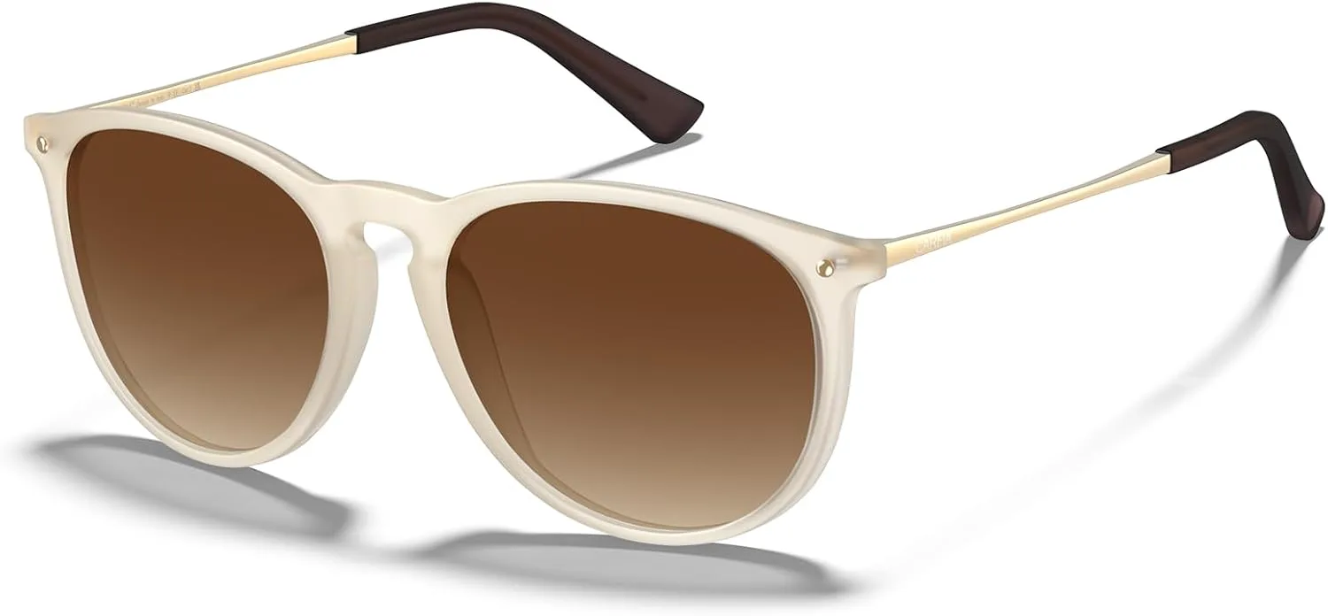 

Женские круглые солнцезащитные очки CARFIA с поляризацией и защитой от УФ-излучения, модный ретро-дизайнерский стиль CA5100, 5. Matte Frame Brown Gradient Lens