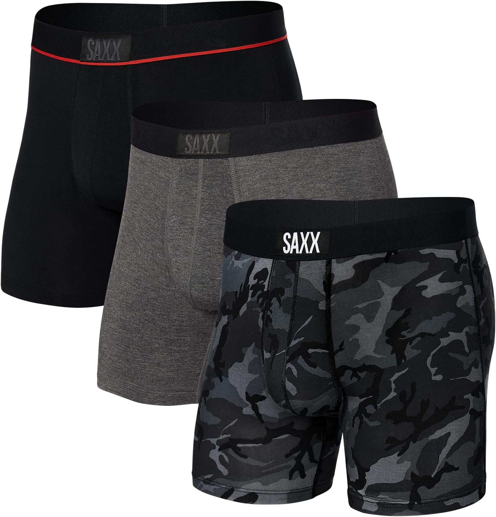 

Комплект трусов-боксеров Vibe, 3 шт. SAXX UNDERWEAR, цвет Wood Camo/Graphite Heather/Black