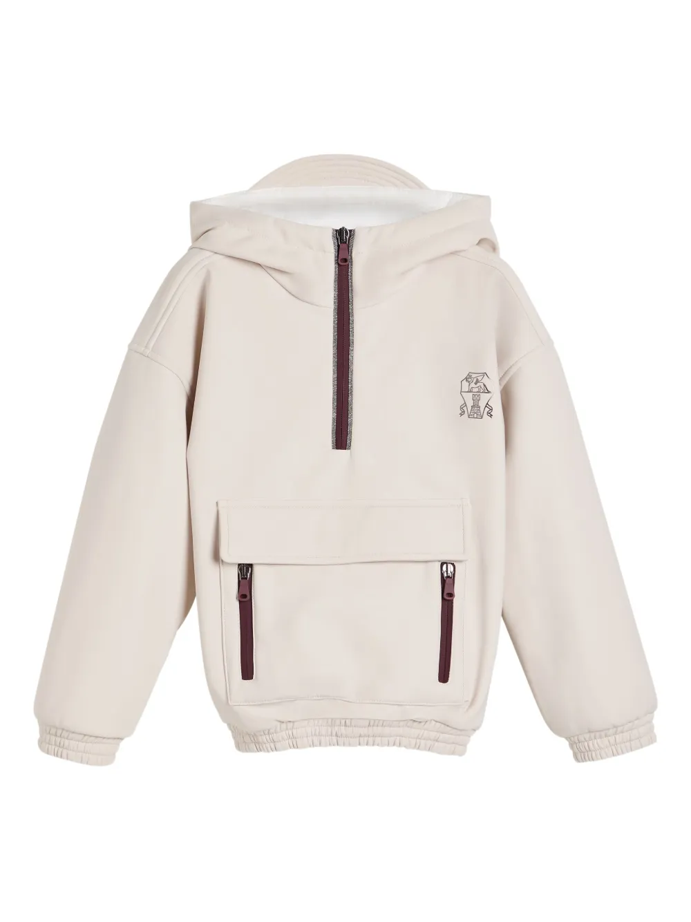 

Худи на молнии Brunello Cucinelli Kids, бежевый