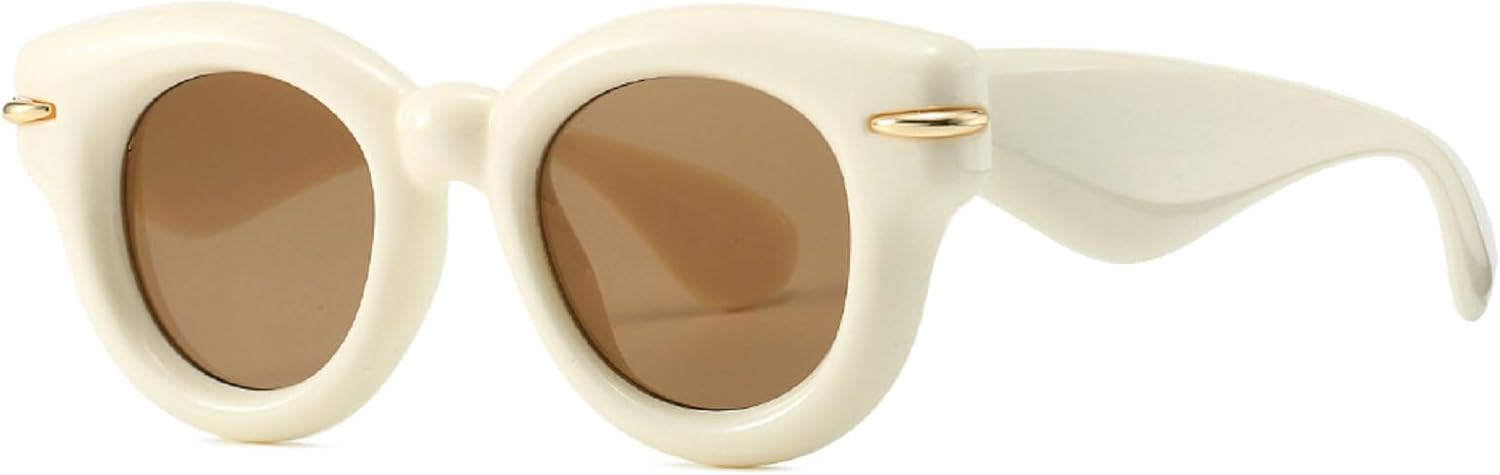 

Женские модные солнцезащитные очки Y2K овальной формы конфетных цветов с ретро-заклепками. Мужские дизайнерские круглые солнцезащитные очки в стиле панк с защитой от УФ-излучения UV400 mincl, Brown