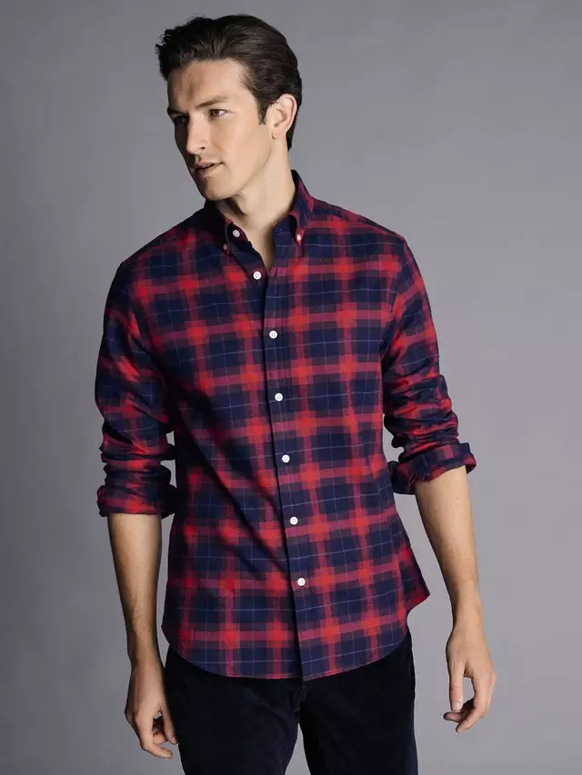 

Рубашка Charles Tyrwhitt Brushed Flannel Slim Fit, красный