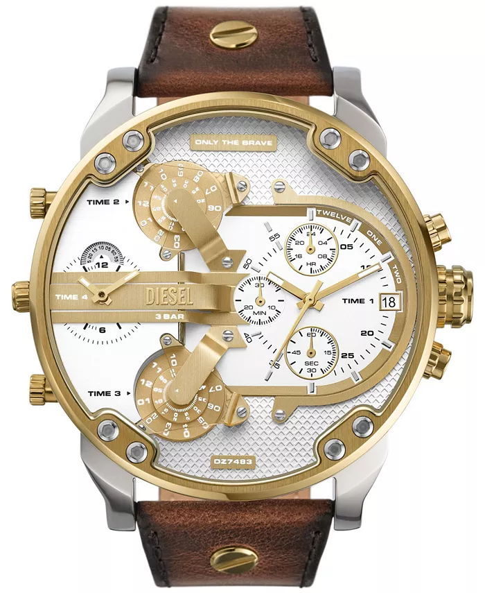 

Мужские часы Mr. Daddy 2.0 Chronograph с коричневым кожаным ремешком, 57 мм Diesel