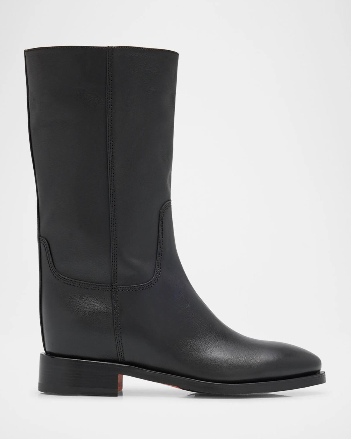 Флисовые кожаные полусапоги Santoni, черный