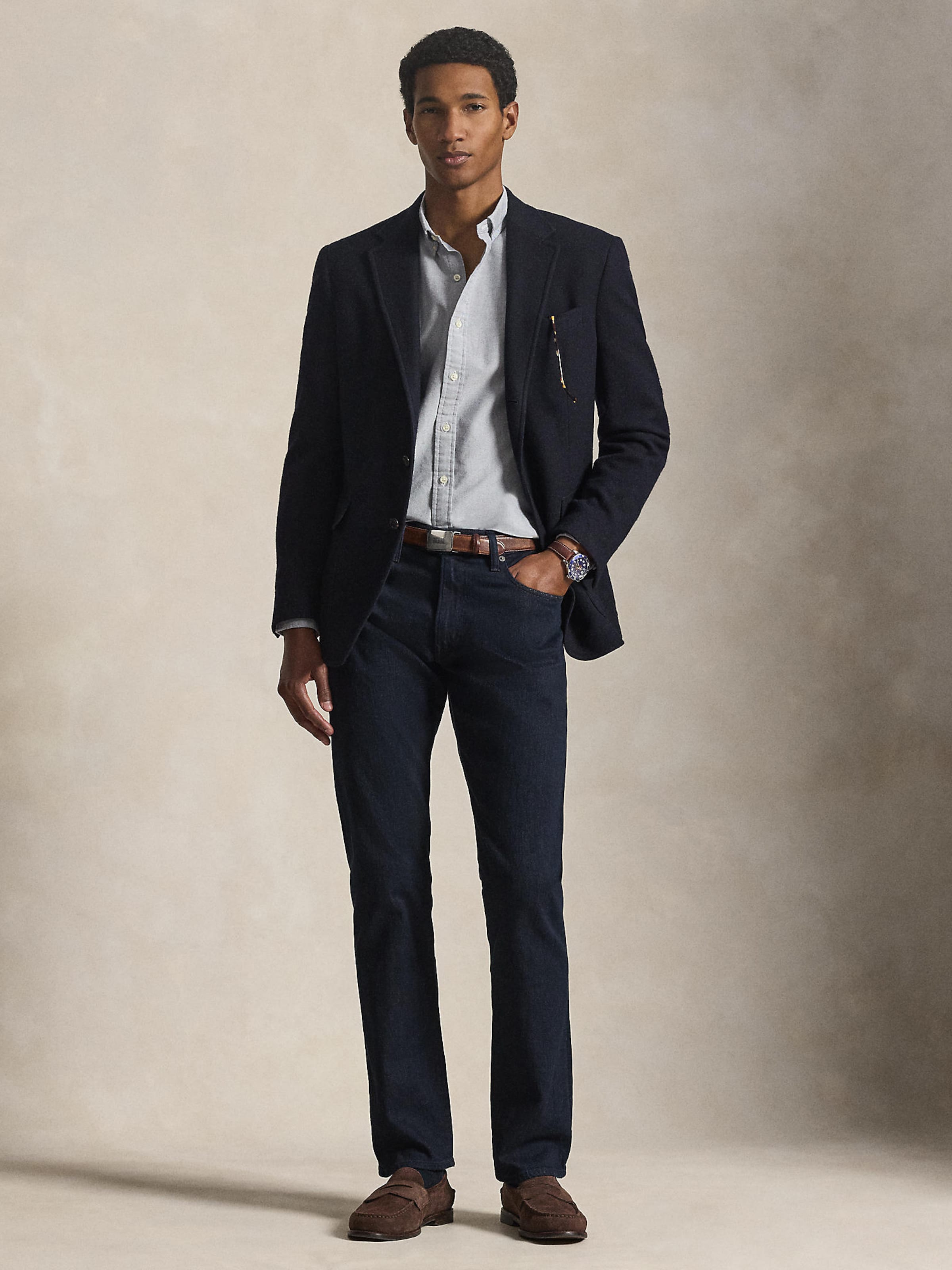 Polo Ralph Lauren Рубашка с пуговицами Slim fit в цвете Smoke Blue — фото 4
