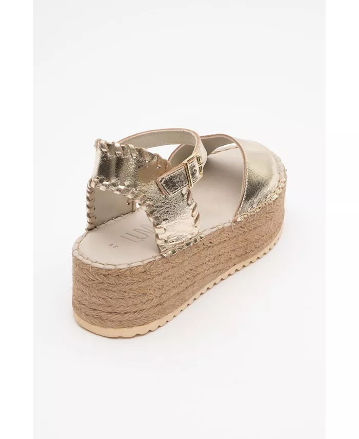 Сандалии Serez Leather Platform Espadrilles (женские) Forever & Always Shoes, золотой — фото 4