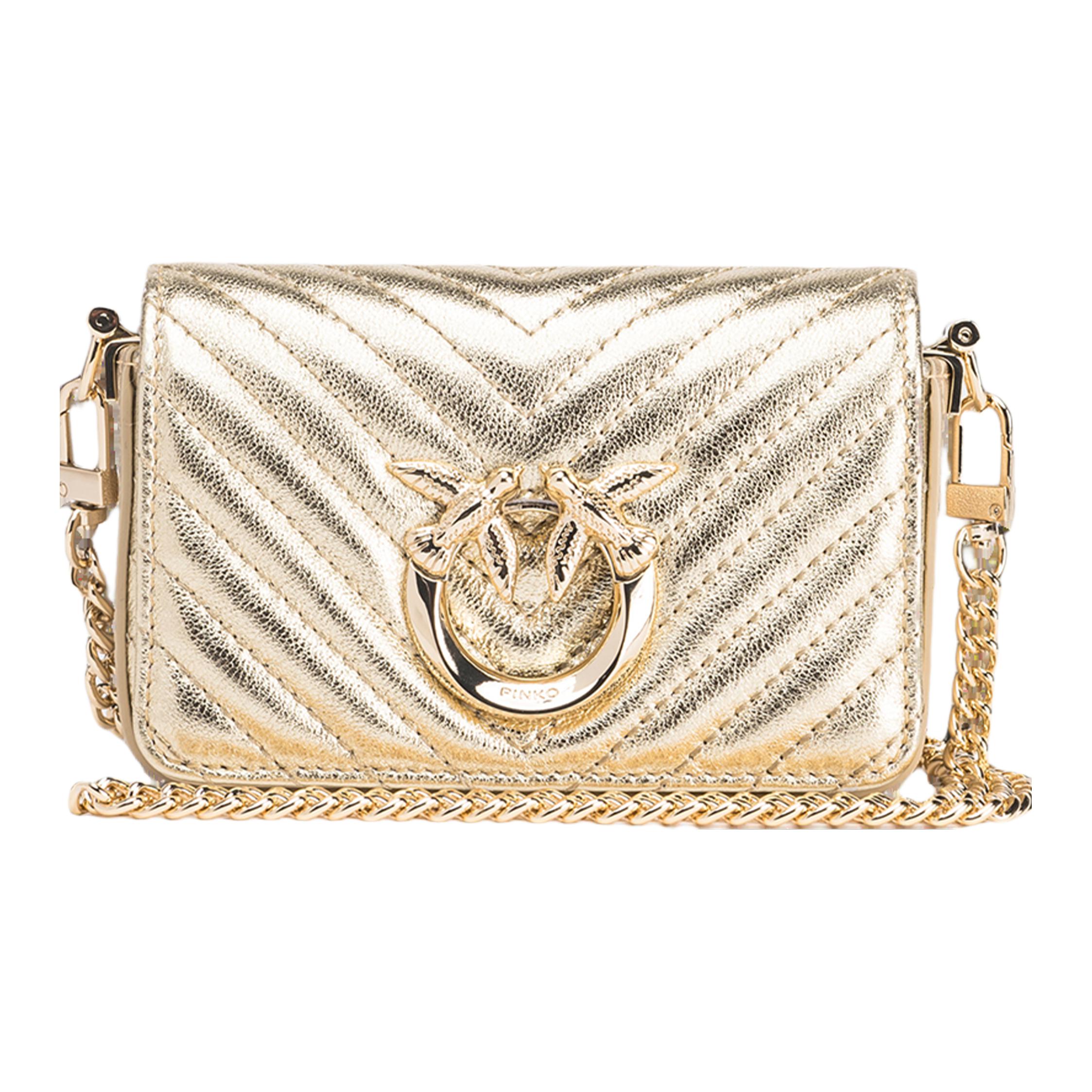 

Одноручная сумка из овчины, женская сумка через плечо PINKO золотая