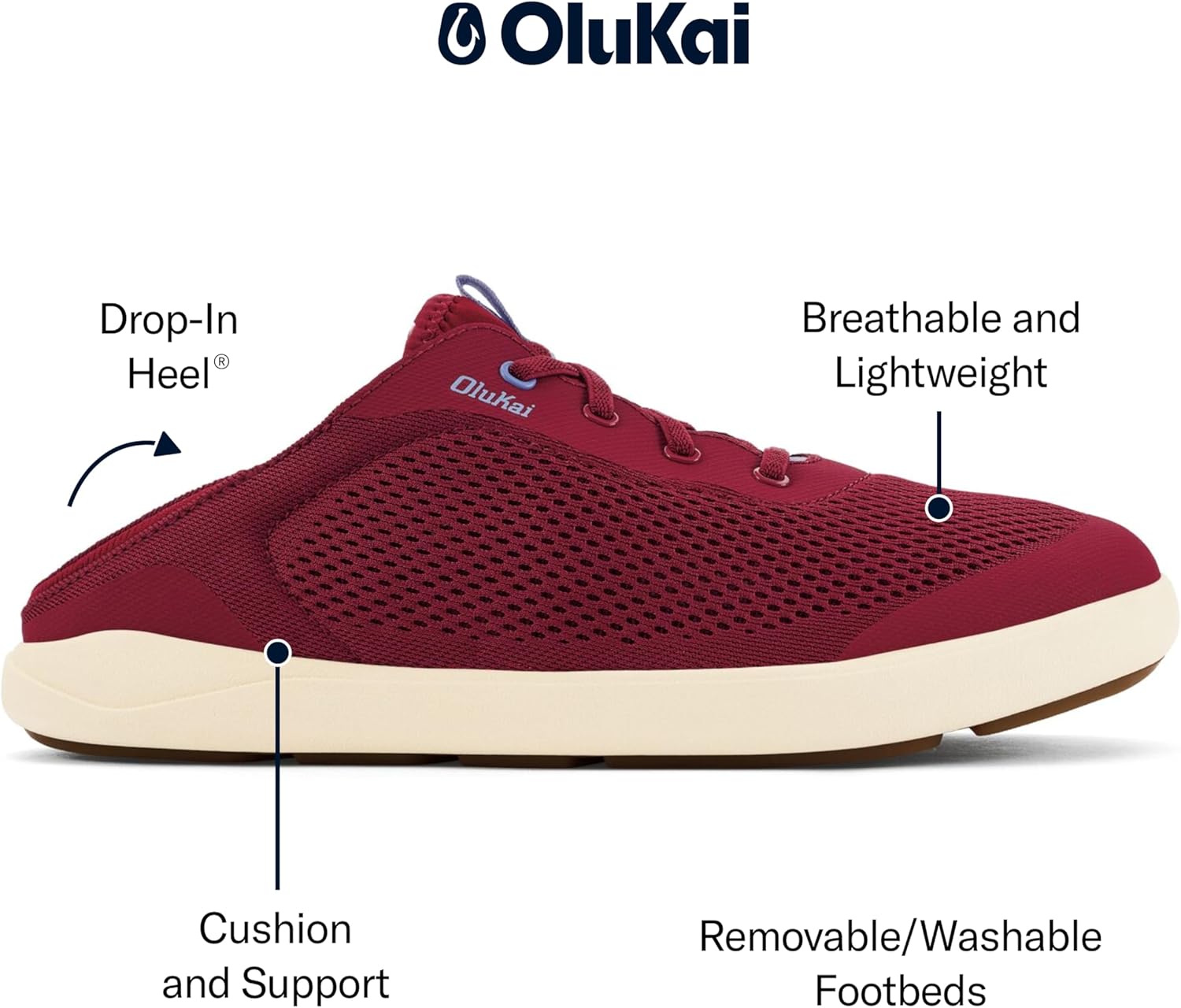 Мужские водные кроссовки OLUKAI 'Ahi, готовые для воды, с индивидуальной шнуровкой, легкие и дышащие, с улучшенным сцеплением и устойчивостью, Canoe/Sea Ice — фото 2