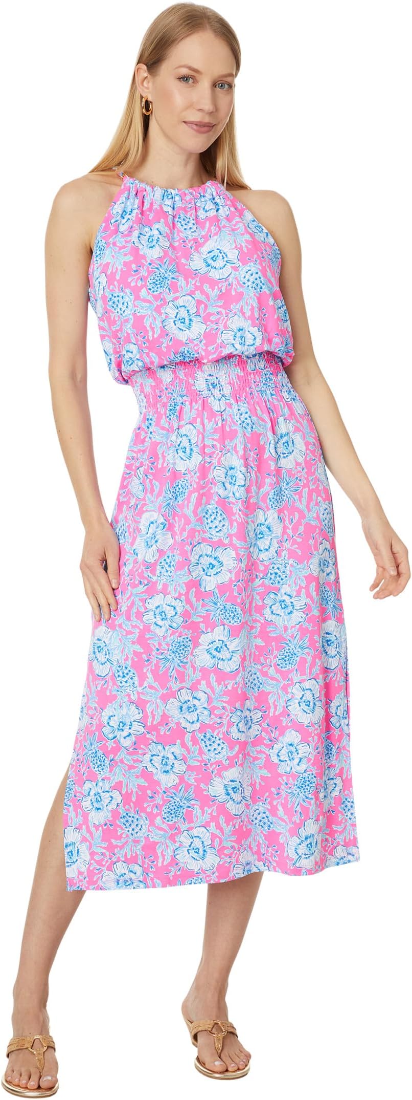 

Платье Lilly Pulitzer Gracelyn Halter Midi Dress, цвет Roxie Pink Wave N Sea