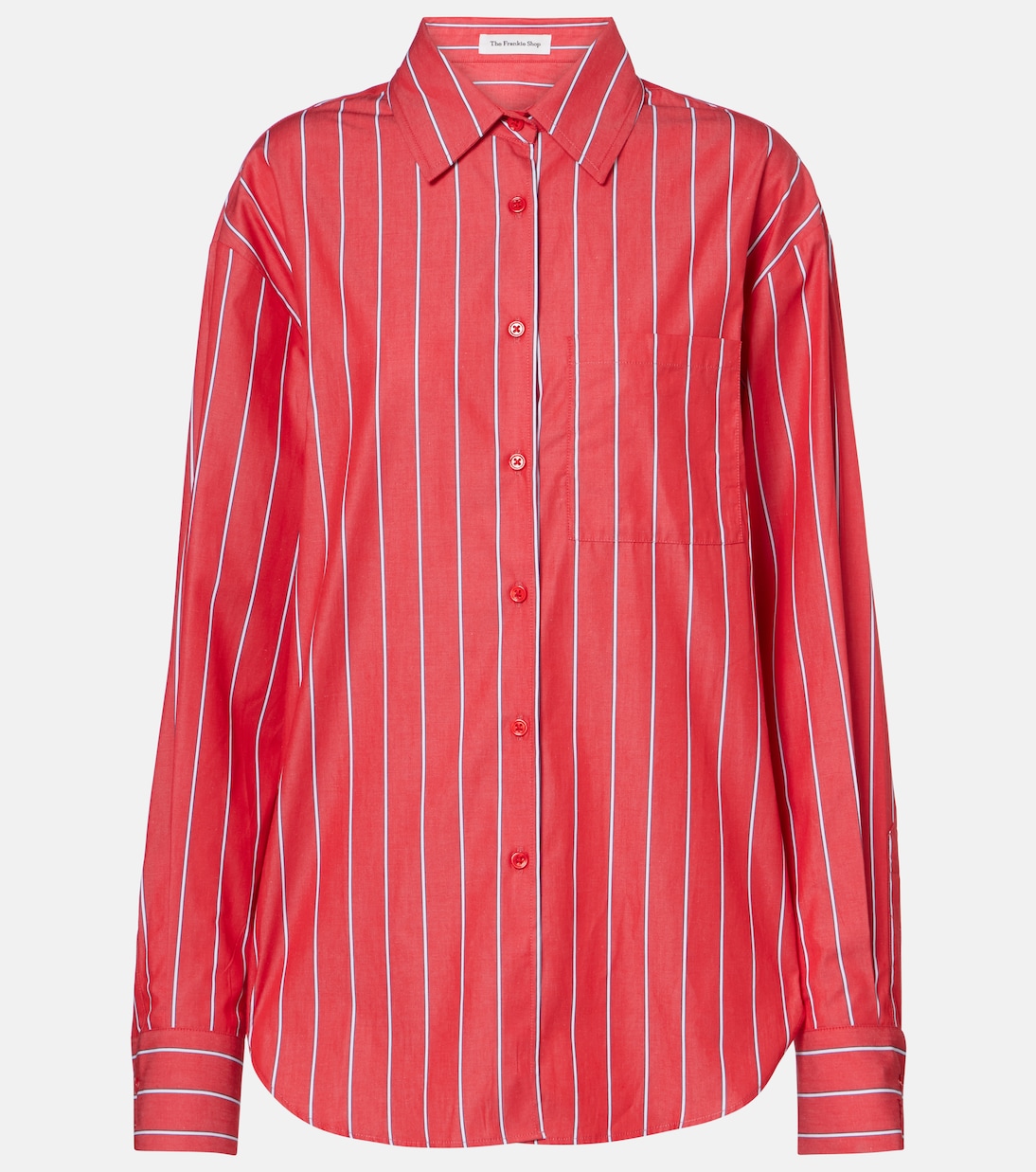 

Рубашка из хлопкового поплина в полоску Lui The Frankie Shop, Red/White Stripe