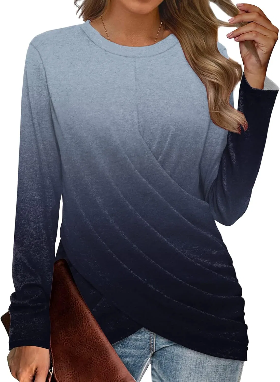 Блуза свободная с длинным рукавом T-Shirt, черный — фото 3