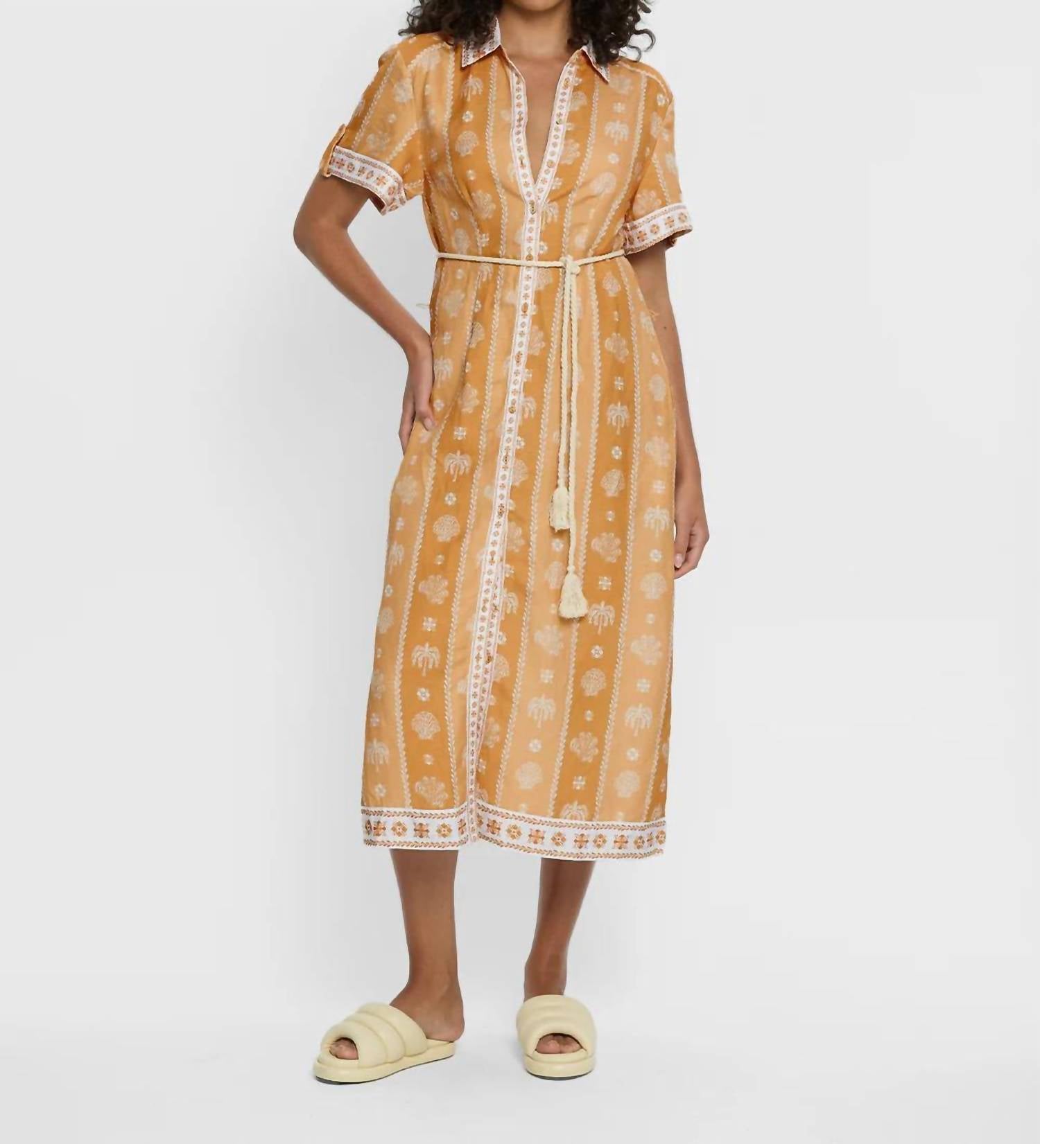 

Tassel Tie Shirt Midi Dress In Sienna KIVARI, Sienna