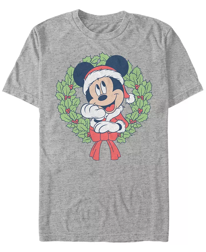 

Мужская футболка с коротким рукавом Mickey Classic Mickey Christmas Wreath Fifth Sun, серый