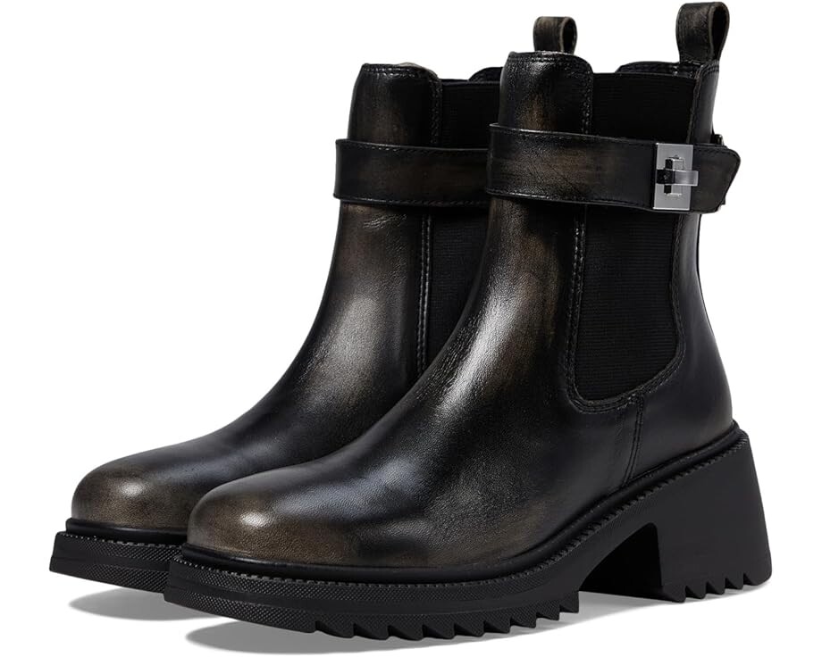 Ботинки женские Steve Madden Gates кожаные на массивном каблуке, черный