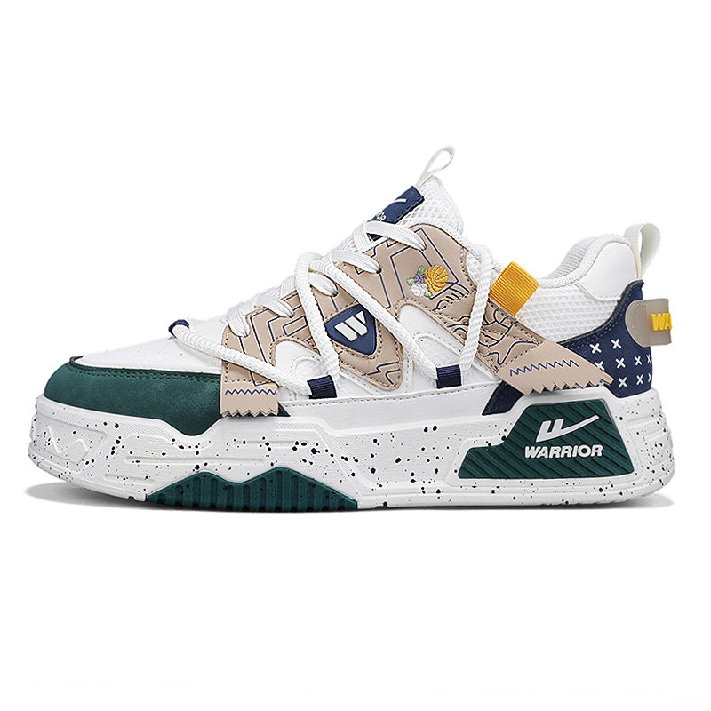 

WARRIOR Износостойкие легкие низкие скейтерские кроссовки для мужчин с эффектом увеличения роста - бежевый/хаки/зеленый, цвет Beige/Khaki/Green