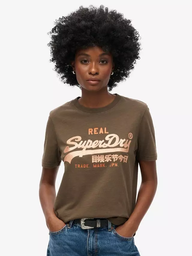 

Футболка Superdry Embellished Graphic, цвет deep khaki green