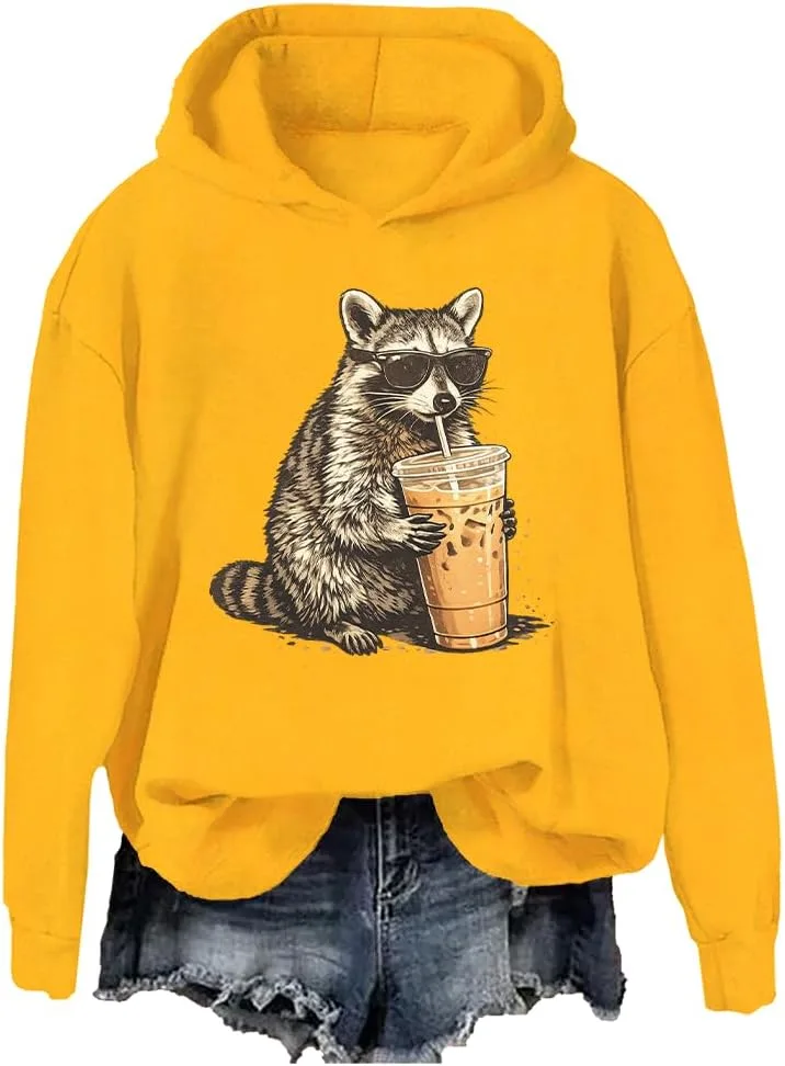 

Толстовка с енотом, пьющим кофе Cynvor