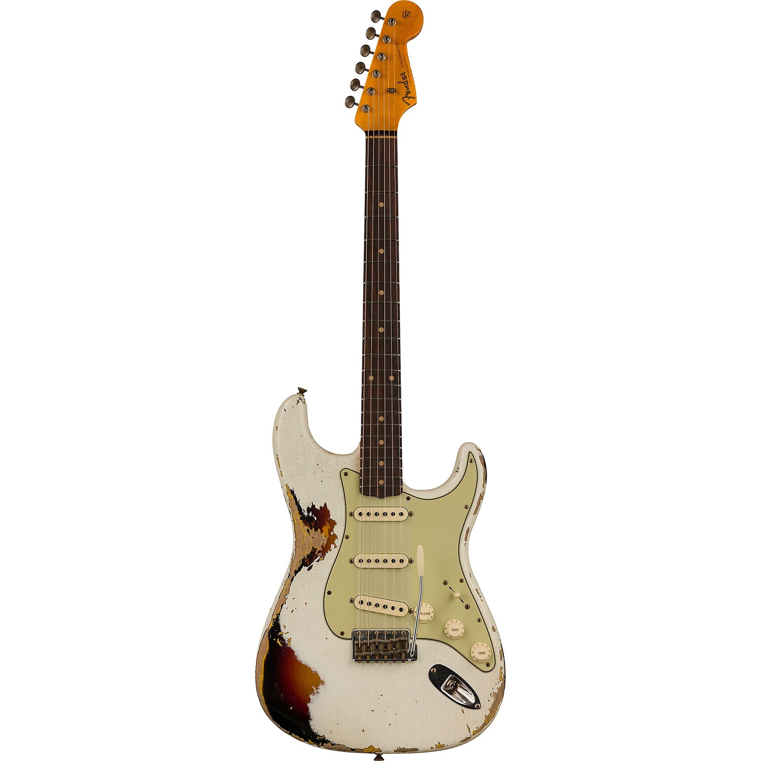 

Ограниченная серия Fender Custom Shop '62 Stratocaster Heavy Relic Электрогитара состаренного олимпийского белого цвета с 3-цветным солнечным светом