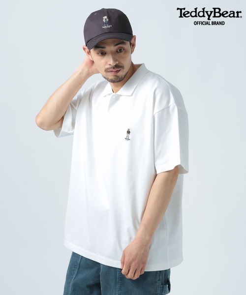 

Футболка-поло с коротким рукавом, с вышивкой в виде плюшевого мишки, антибактериальная BAYFLOW, кремовый