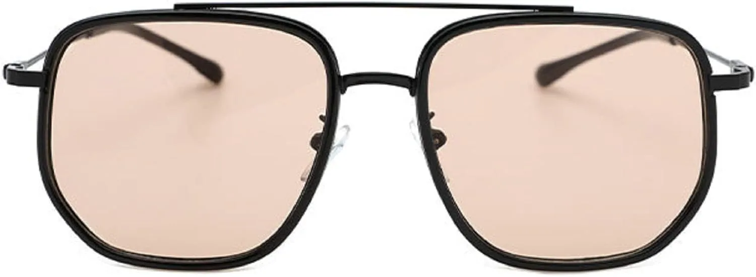 

Винтажные солнцезащитные очки-пилот в большой оправе с двойным дужком, для мужчин и женщин, цвет шампанского, квадратные, для улицы, N45 mincl, Champagne