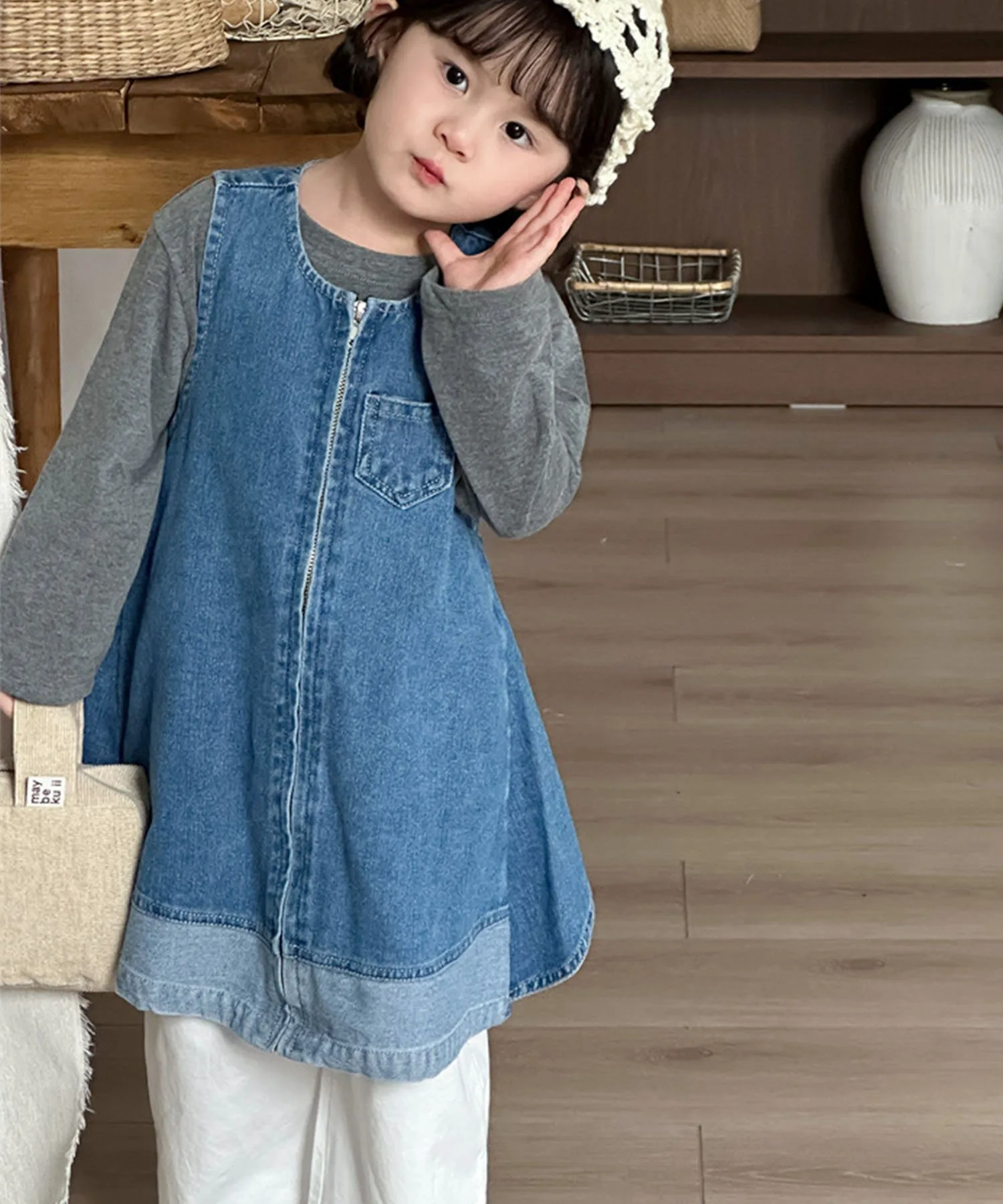 Детское джинсовое платье на молнии Aimoha Kids, Navy