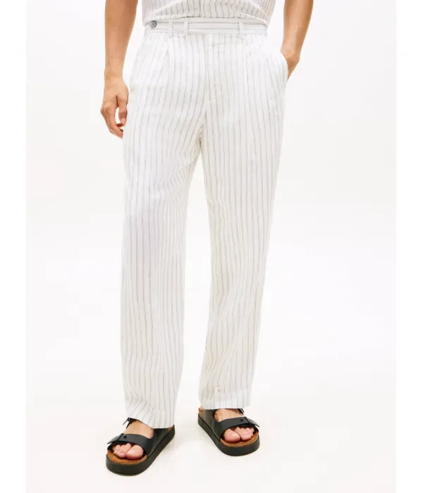 Льняные брюки slim fit Tommy Hilfiger, экрю