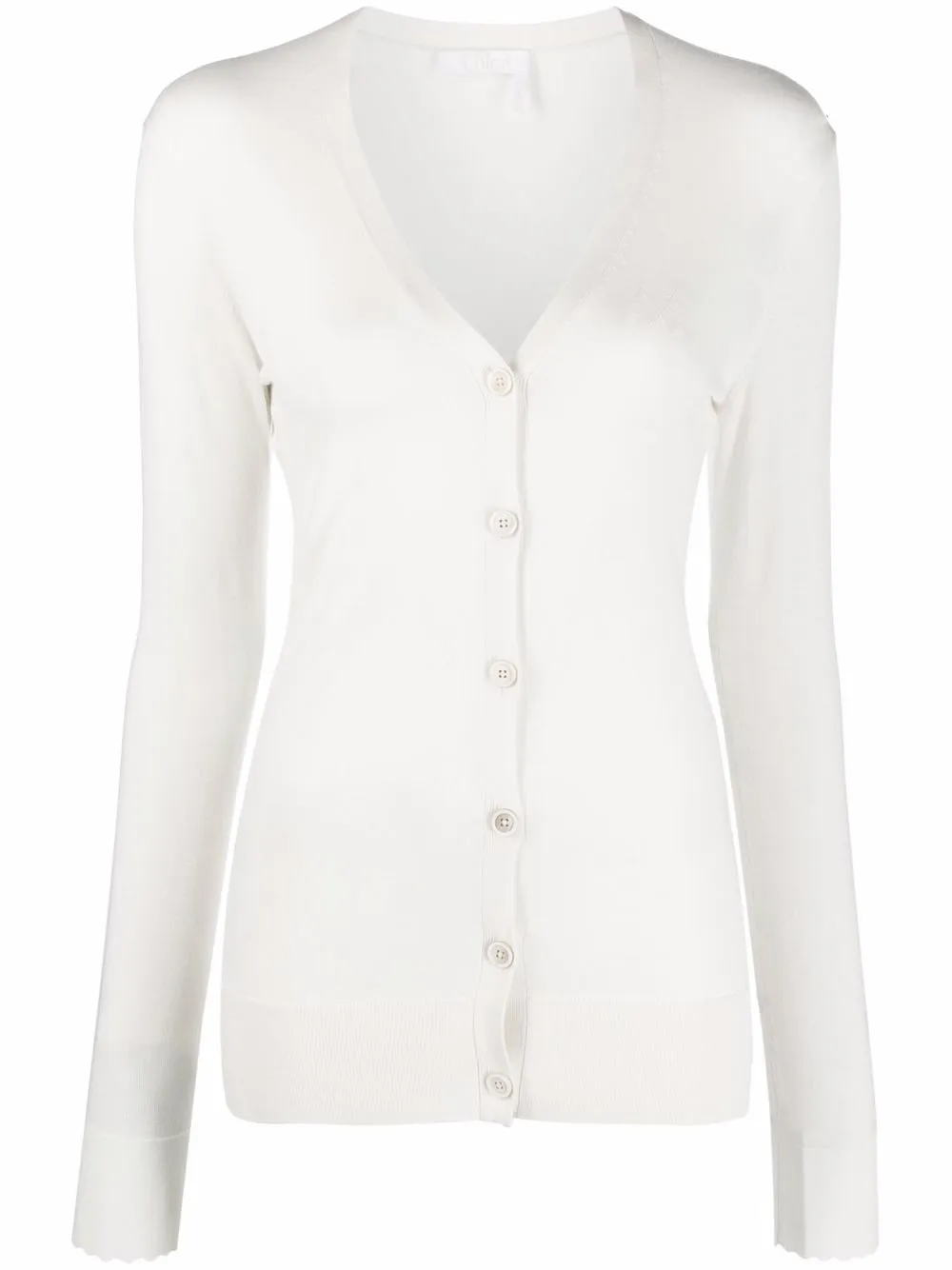 

Шерстяной кардиган с фестонами Chloé, нейтральный