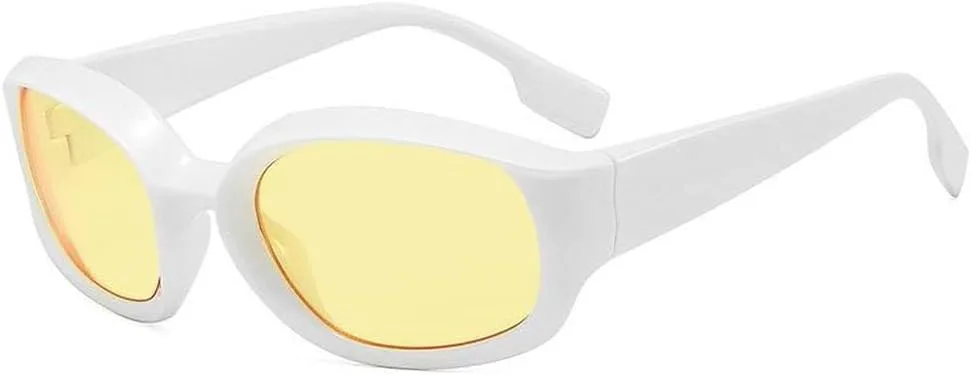 

Солнцезащитные очки овальной формы с крупной оправой для женщин, винтажные солнцезащитные очки, женские очки с защитой от УФ-излучения UV400 MTZJH, White Yellow