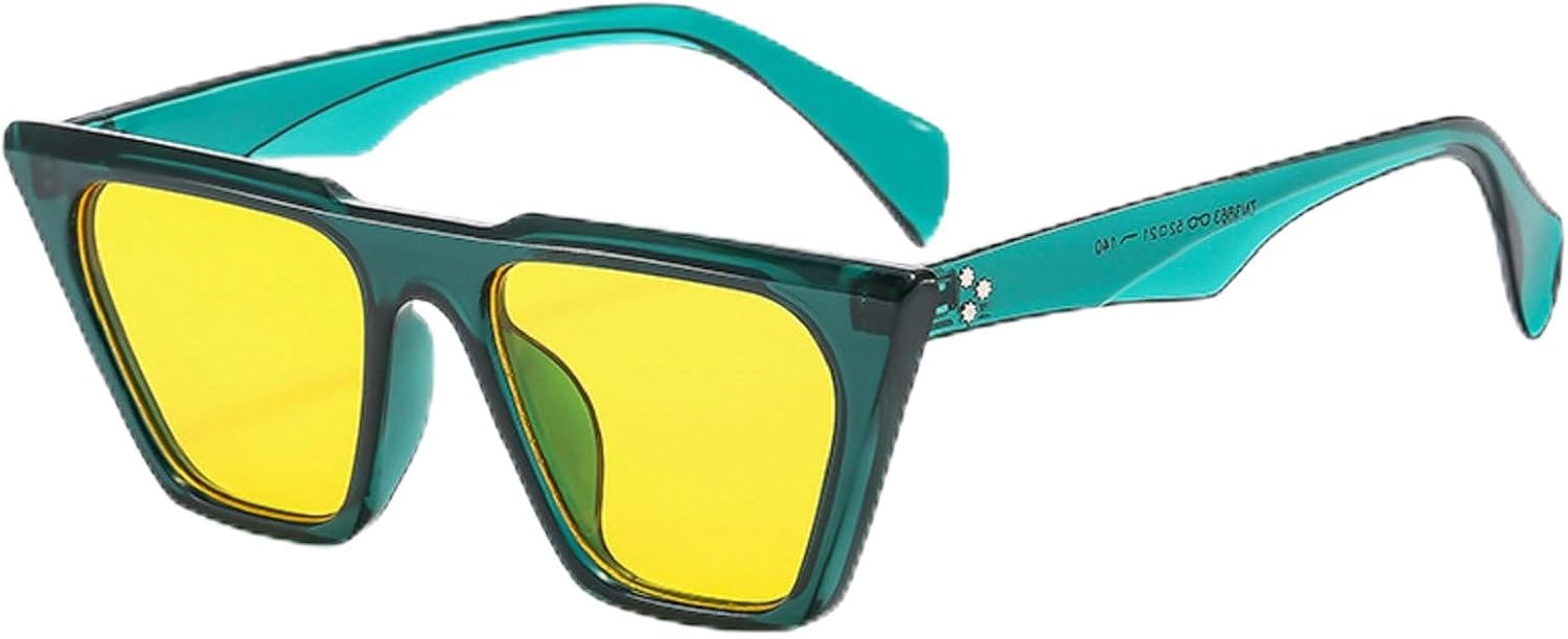 

Солнцезащитные очки Melrose Popular Fashion Cat Eye для женщин, ретро-стиль, с заклепками, градиентным переходом цвета, защита от УФ-излучения UV400, мужские солнцезащитные очки 3863, Green Yellow