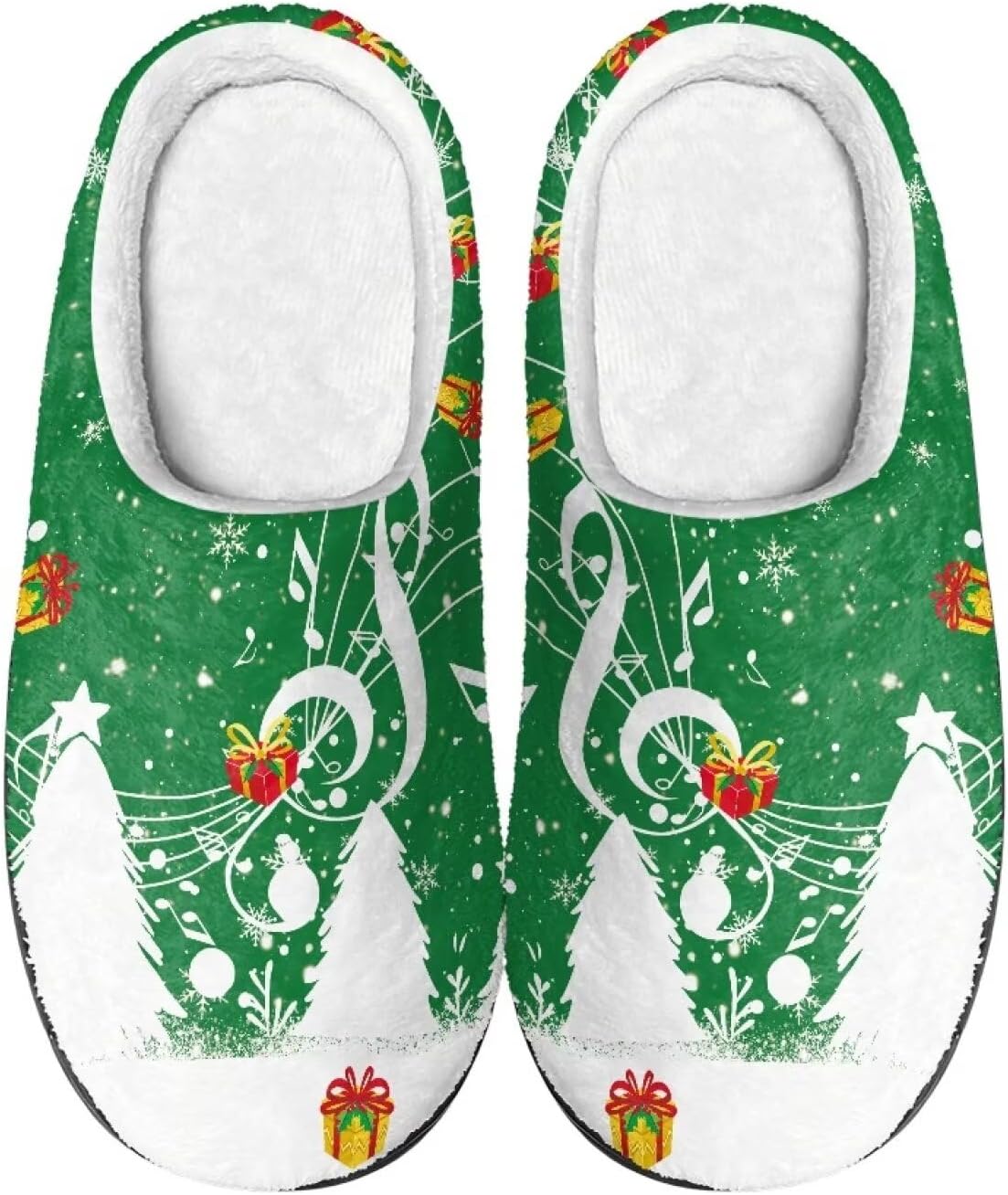 

Унисекс тапочки из хлопка, домашние тапочки для дома и улицы, зимние хлопковые тапочки для женщин и мужчин Pjheqoxe, Christmas Tree Musical Note