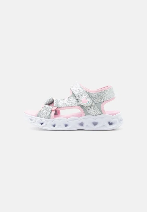 Сандалии heart lights, серебристые с блестками/розовые Skechers, Silver-Coloured Sparkle/Pink