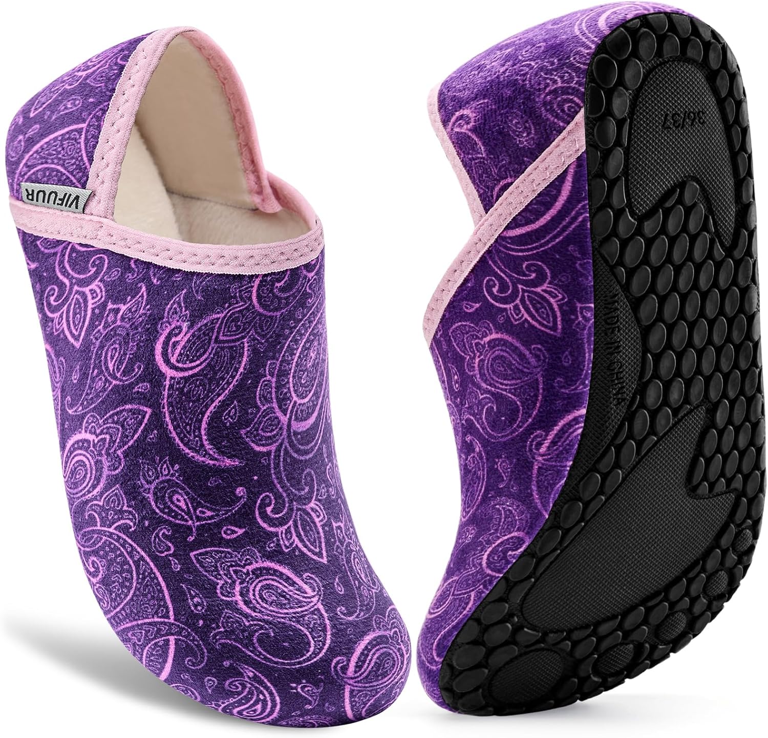 

Домашние тапочки VIFUUR для женщин и мужчин, носки-тапочки для дома, уютные пушистые тапочки, подходящие для спальни и путешествий, фиолетовый