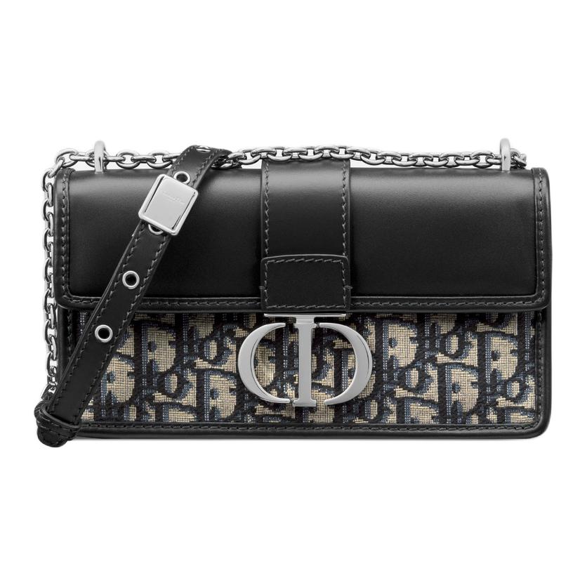 

DIOR 30 Montaigne East-West Oblique жаккардовая сумка из телячьей кожи с цепочкой, женская, черно-синяя