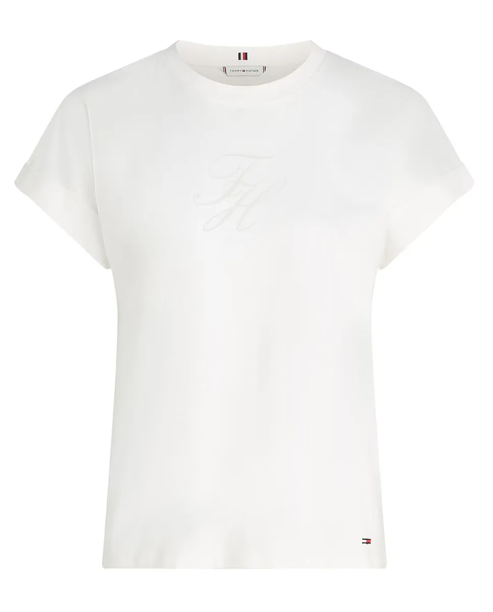

Женская футболка с коротким рукавом и вышитым атональным логотипом Tommy Hilfiger, белый
