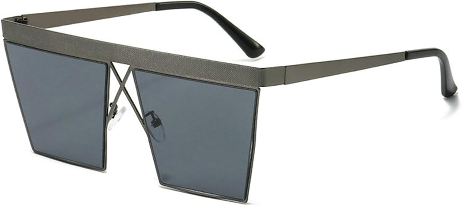 

Модные квадратные солнцезащитные очки с плоской верхней частью для мужчин и женщин, дизайнерские, с большим защитным экраном и защитой от УФ-излучения, трендовые серебристые солнцезащитные очки helena, C4