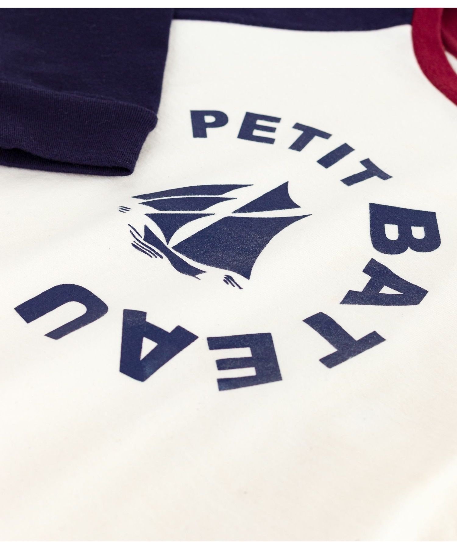 Футболка с длинными рукавами PETIT BATEAU, Off-white/blue — фото 3