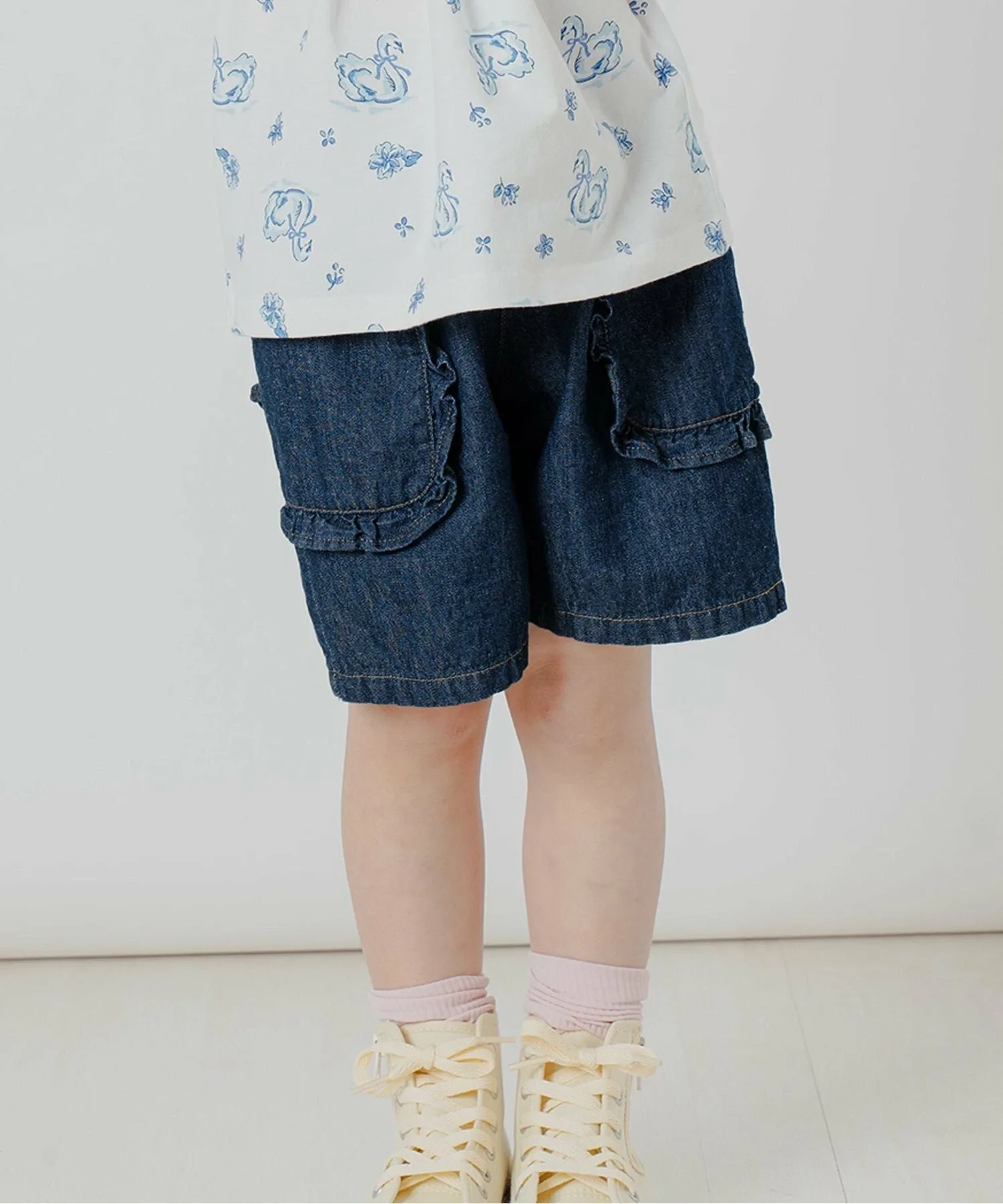 Шорты с оборками и карманами, длина 3/4 Boribon, Navy Blue