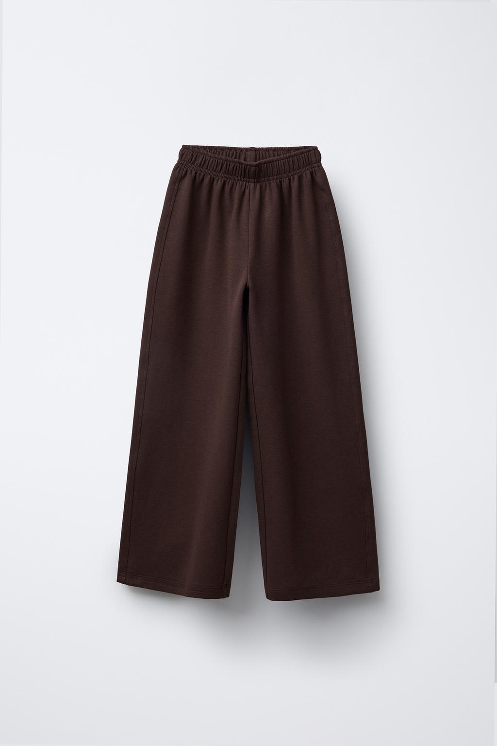

Однотонные брюки с замком ZARA, коричневый
