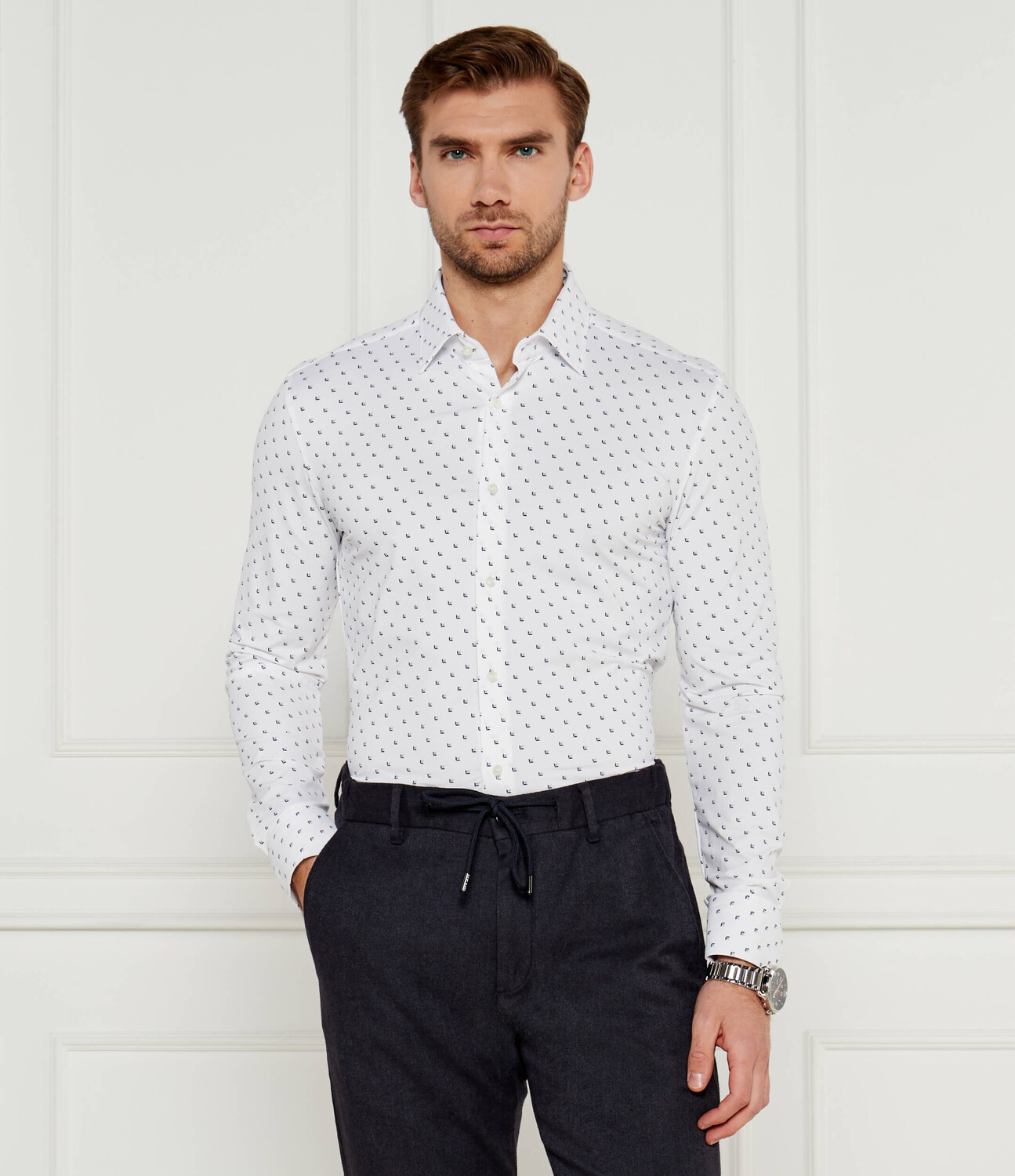 

Рубашка BOSS BLACK P-HANK-kent Slim Fit, белый