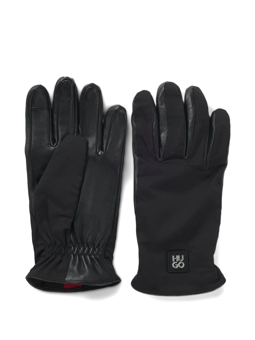 

Перчатки с кожаными вставками Hugo, черный