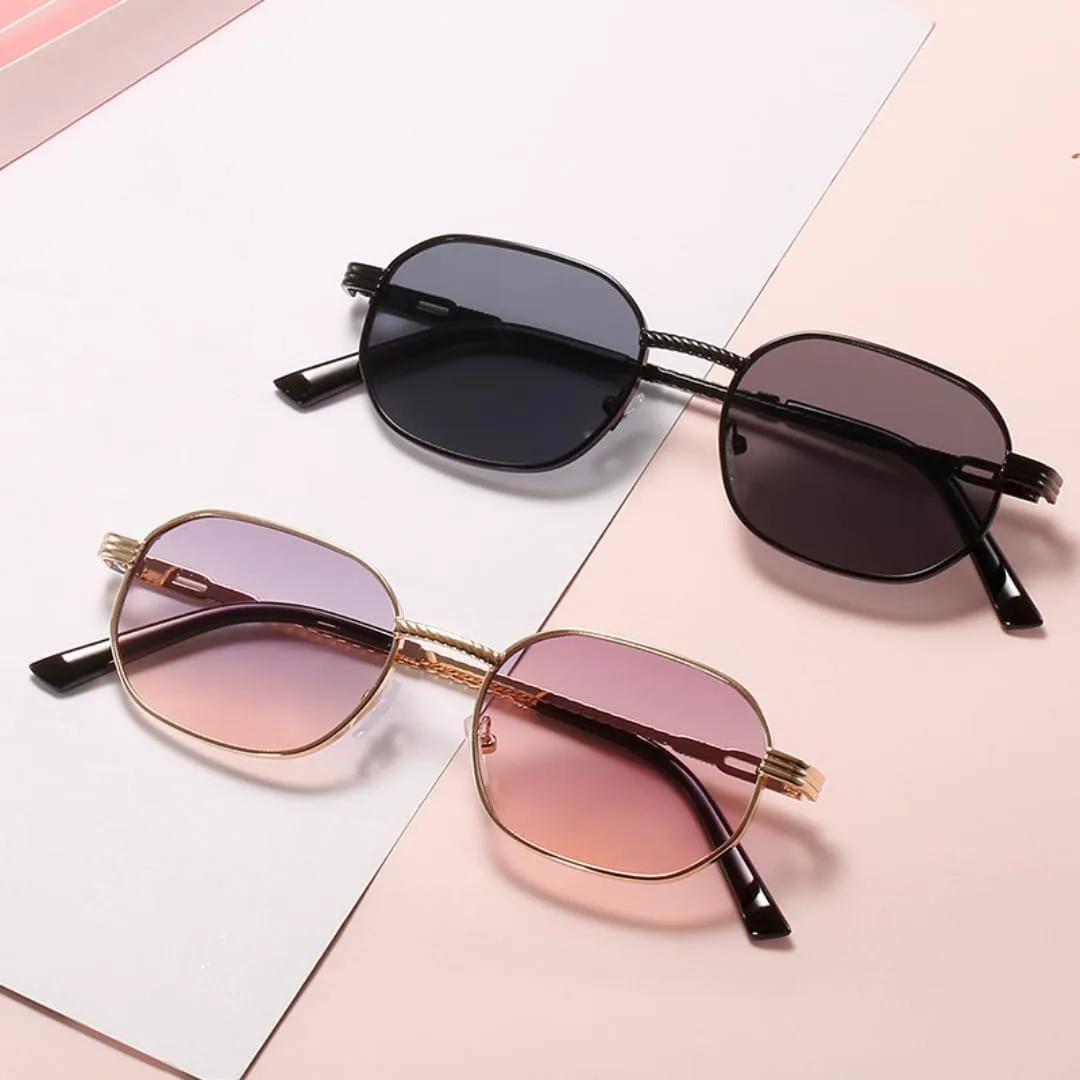 

Ретро-солнцезащитные очки в маленькой металлической оправе для женщин, модные градиентные линзы UV400, мужские панк-очки, темные TYUVIVO, Golden Grey Orange