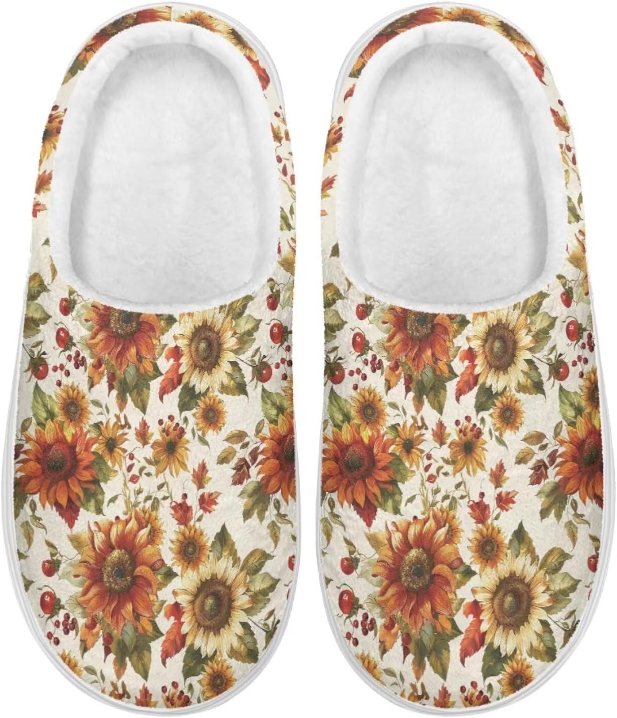 

Домашние тапочки из пенной мемори-пены Pynewomyt для женщин и мужчин, осенние тапочки для дома и отеля, с закрытым носком, для спальни, для использования в помещении, Vintage Maple Leaf Sunflower