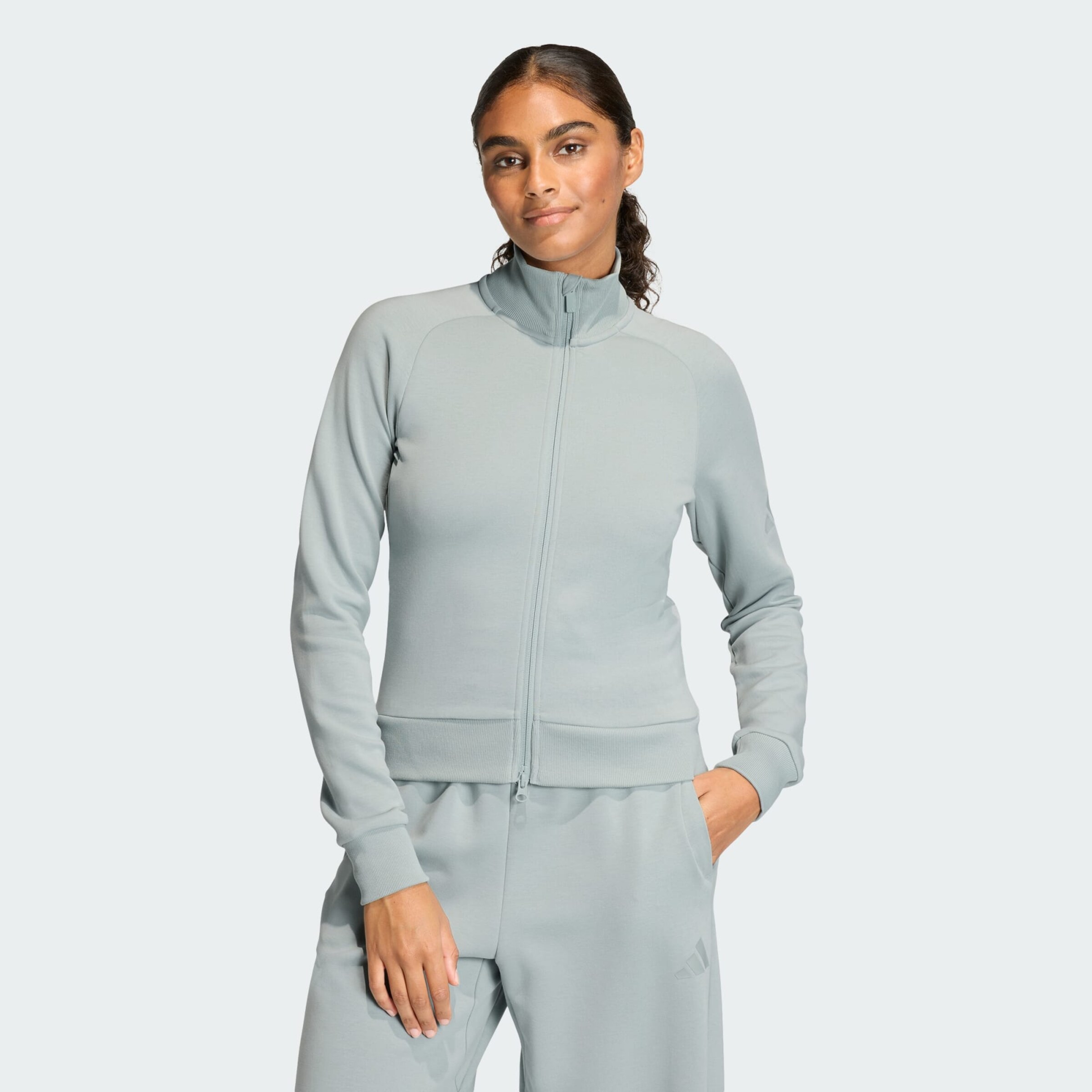 Adidas Sportswear Толстовка с молнией 'Soft Lux' в пастельно-зеленом цвете — фото 2