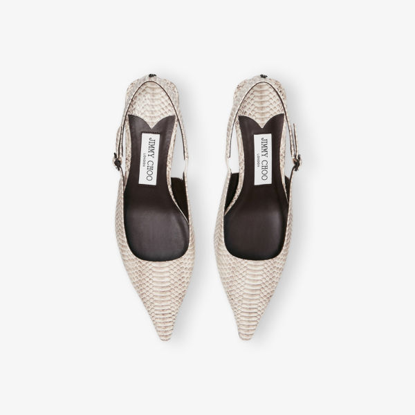 Босоножки-лодочки Jimmy Choo Амел на каблуке с ремешком, бежевый — фото 3