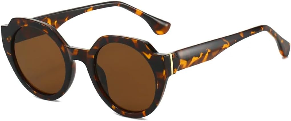 

Винтажные круглые солнцезащитные очки конфетных цветов для женщин и мужчин, модные женские солнцезащитные очки класса люкс с защитой от УФ-излучения UV400 UUPTTPL, Leopard Tea