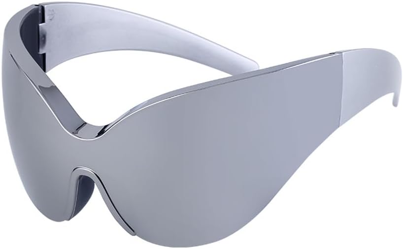 

Панк-маска, солнцезащитные очки для женщин, стимпанк-солнцезащитные очки для мужчин, цельные ветрозащитные спортивные очки, модные солнцезащитные очки «кошачий глаз» WNCKSQ, C8silver