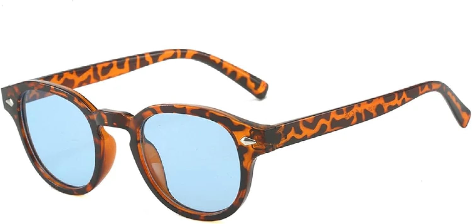 

Мужские солнцезащитные очки с овальными заклепками, прозрачные линзы с градиентом цвета «океан», защита от УФ-излучения UV400, женские солнцезащитные очки голубого цвета DSVIGF, Leopard Blue