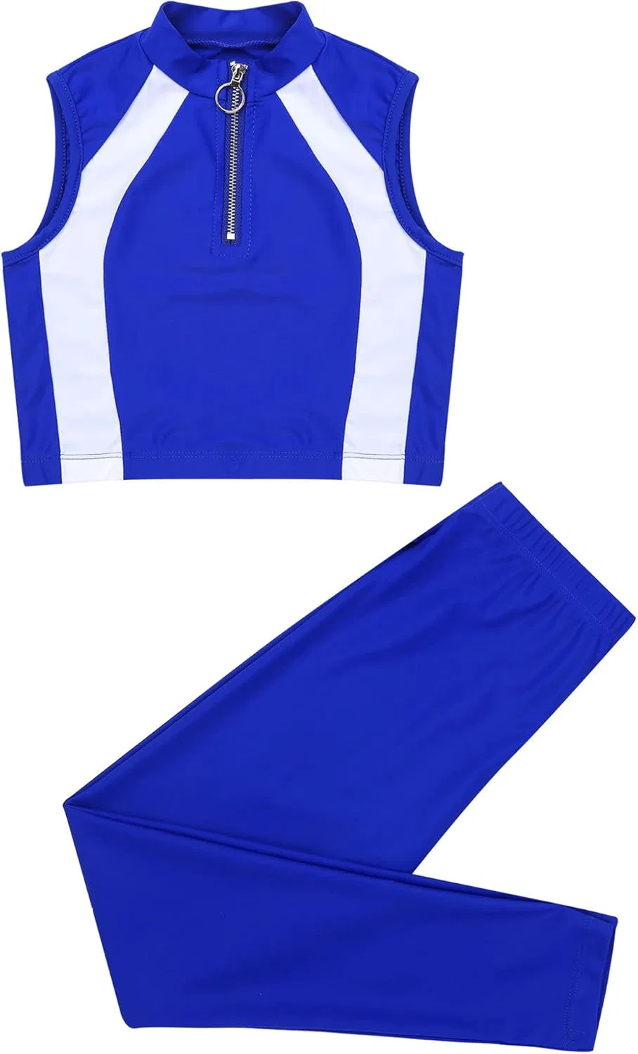 Детский спортивный костюм для танцев и гимнастики Mufeng, 2 предмета, Zipper Royal Blue — фото 3