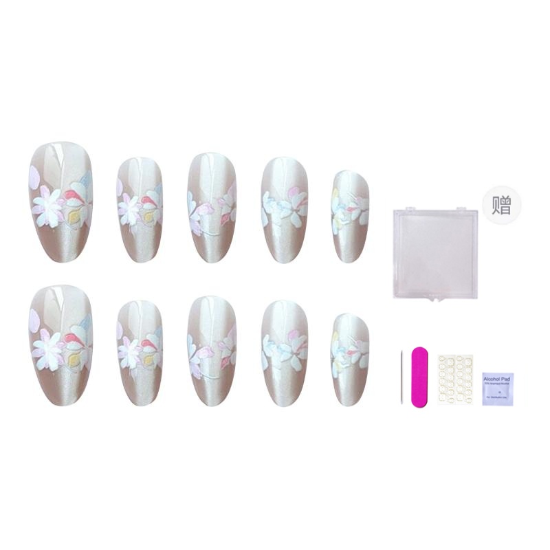 

Горный цветок романтичные освежающие ложно ногти cat eye миндаль укороченные 14мм ORANOT