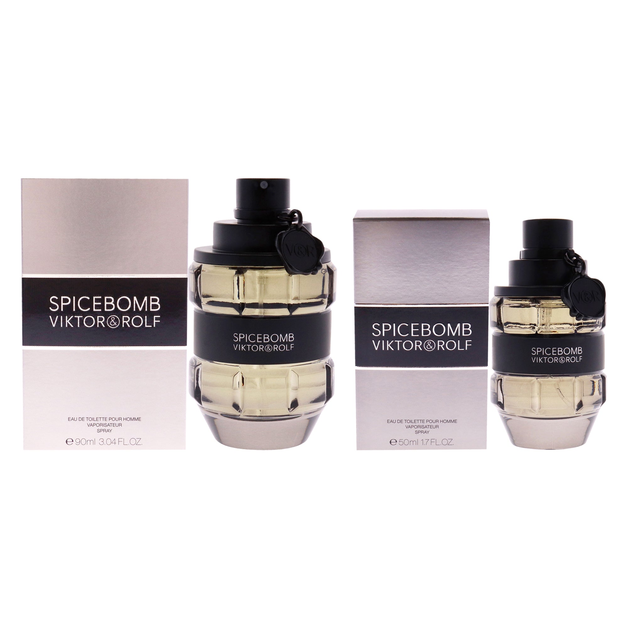 

Набор Spicebomb от Viktor and Rolf для мужчин - 2 флакона: 3,04 унции туалетной воды в спрее и 1,7 унции туалетной воды в спрее, прозрачный