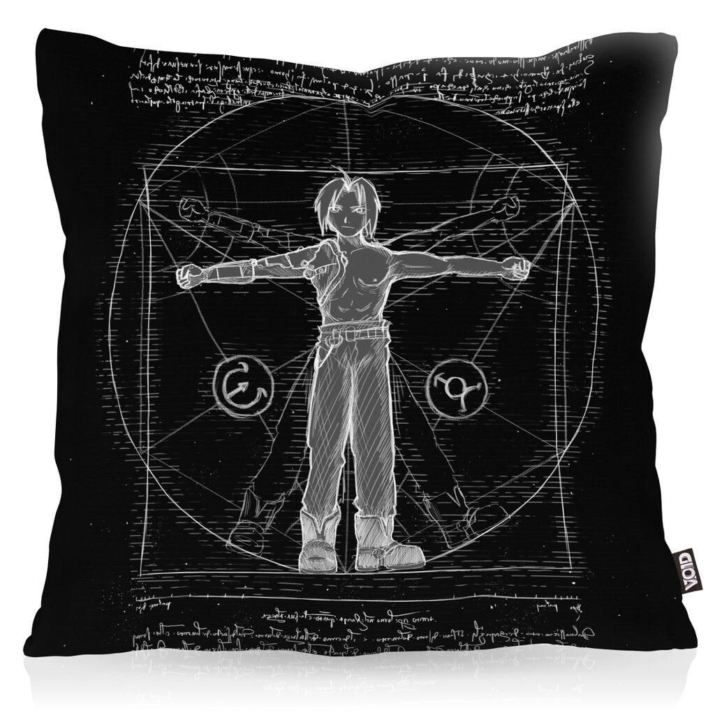 

VOID Vitruvian Edward чехол для подушки чехол для подушки из полиэстера водонепроницаемый уличный алхимик аниме манга Япония полностью металлический, размер подушки: 80 x 80 см, цвет подушки: черный
